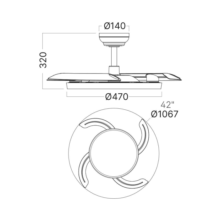 Ventilator de tavan LED Fancy, alb, 32W-30W [5]