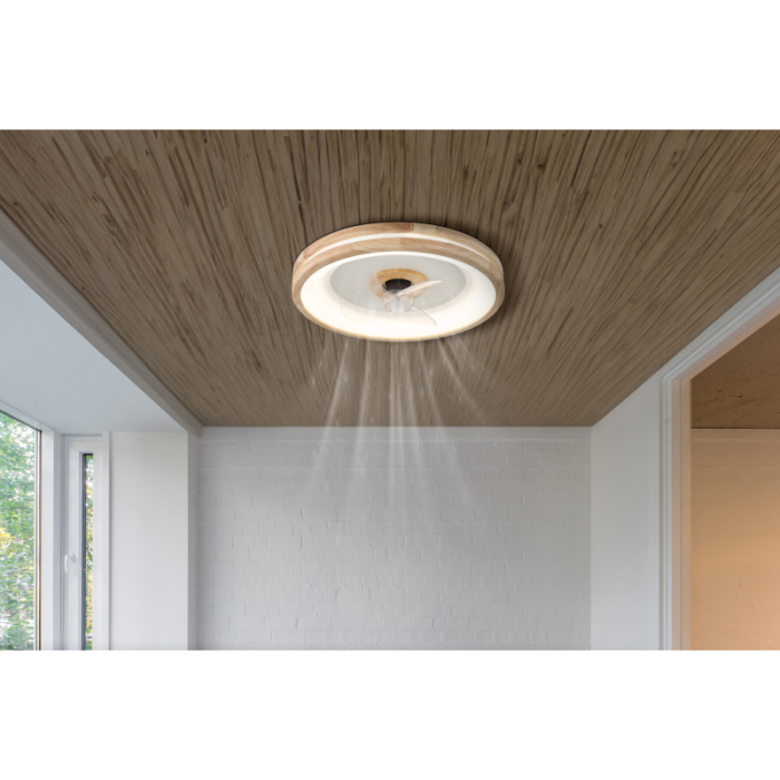 Ventilator de tavan LED Gatian,  metal alb, lemn, plastic transparent, 30W CCT 2700-6500K [2]