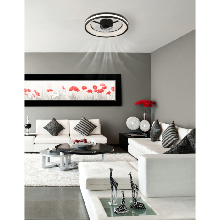 Ventilator de tavan LED Gatian,  metal/plastic negru mat, plastic transparent/alb, 30W CCT 2700-6500K [2]
