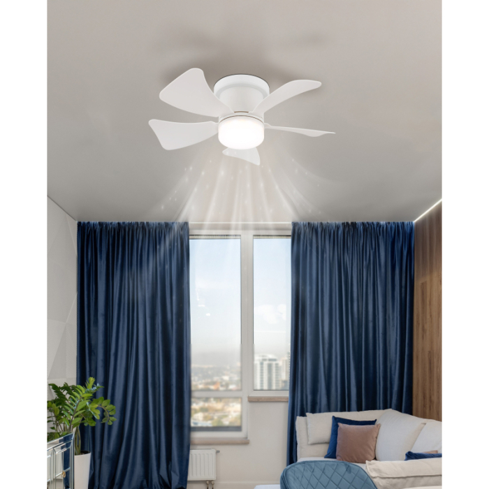 Ventilator de tavan LED Hines, metal alb mat, plastic alb mat, plastic opal, dimmable, 10W CCT2700-6500K [2]