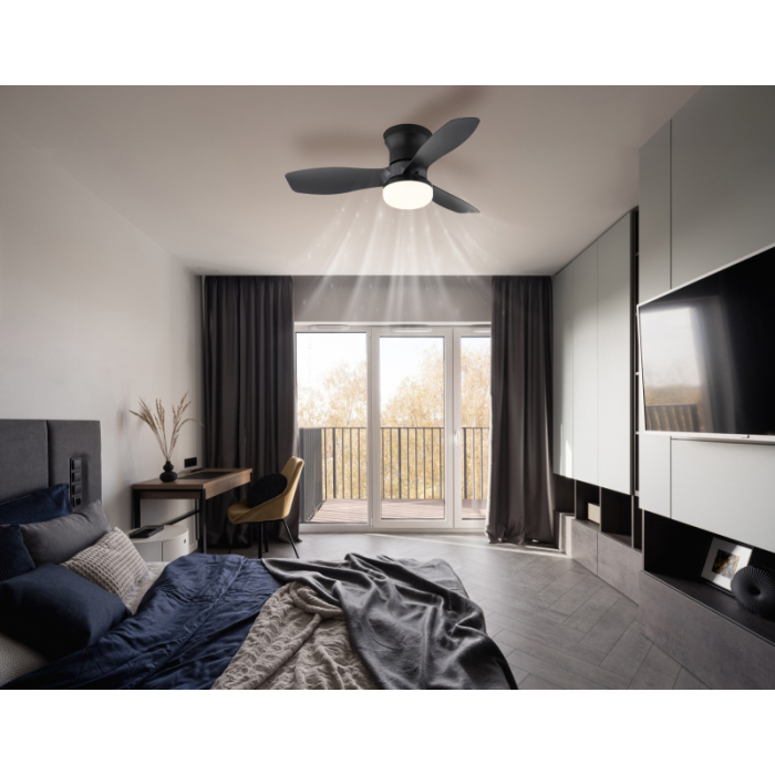 Ventilator de tavan LED Irwin, plastic,negru mat/antracit,intensitate reglabilă, 15W CCT2700-6500K [2]