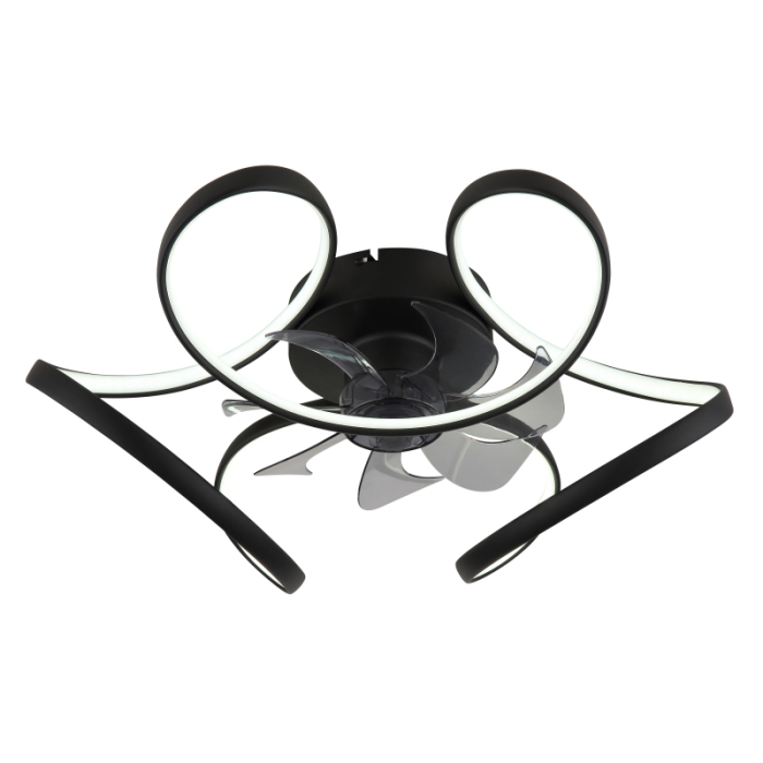 Ventilator de tavan LED Loris,  metal negru mat, acril opal, plastic transparent, dimmable, 30W  CCT 3000-6000K [3]