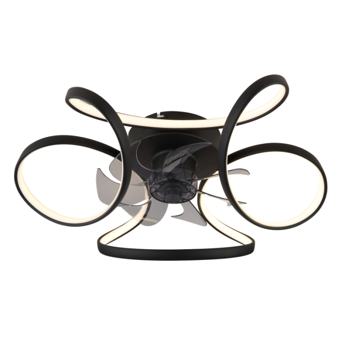 Ventilator de tavan LED Loris,  metal negru mat, acril opal, plastic transparent, dimmable, 30W  CCT 3000-6000K [4]