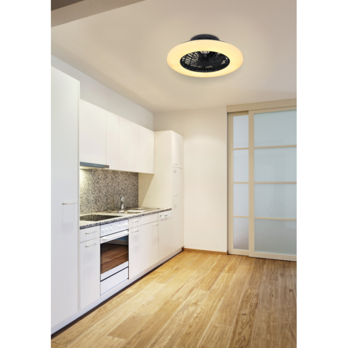 Ventilator de tavan LED Travo, metal/plastic negru, acrilic, reglabil, 30W CCT 3000-6500K [2]