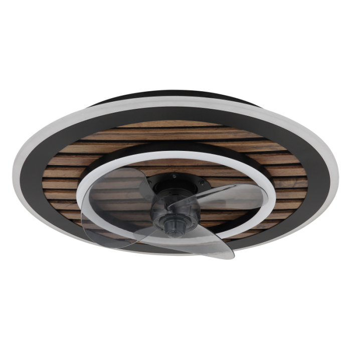Ventilator de tavan LED Trevino, metal negru, plastic imitație lemn, intensitate reglabilă, 36W CCT2700-6000K [3]