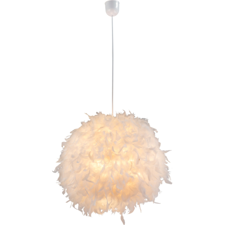 Iluminat interior - Pendul Katunga alb textil/abajur cu pene reale albe, 1xE27