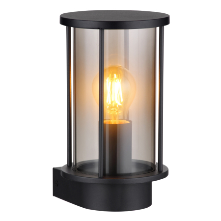Aplice de perete exterior - Aplica de exterior Gracey, oțel inoxidabil negru mat, sticlă de culoare fumurie, tije metalice negru mat, IP65 1xE27