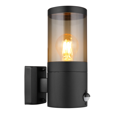 Aplice de perete exterior - Aplica de exterior Xeloo, oțel inoxidabil negru mat, cu senzor, IP44, 1xE27