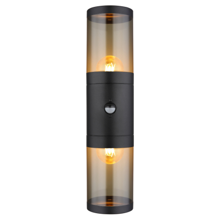 Aplice de perete exterior - Aplica de exterior Xeloo, oțel inoxidabil negru mat, cu senzor, IP44, 2xE27