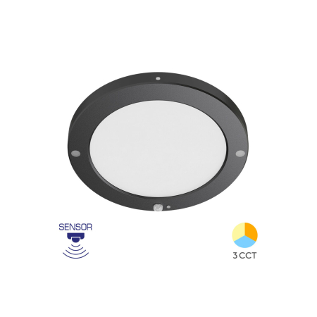 Iluminat interior - Aplica LED, cu senzor, neagra, 20W BP03-92081, CCT 3000K/4000K/6500K