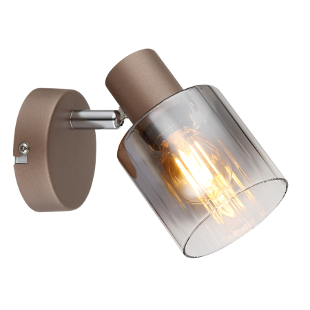 Iluminat interior - Aplica Walton, metal de culoare cafea, metal cromat, sticlă fumurie, 1xE14