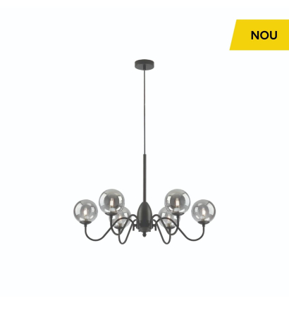 Lustre cu abajur - Candelabru Aerial SP6 B, fumuriu/negru, 6xG9 116008