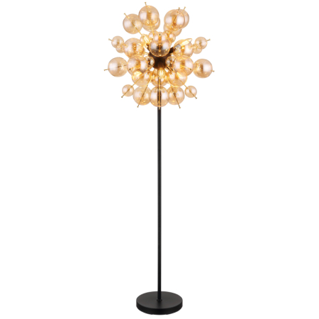 Lampadare - Lampadar Udo, negru/sticla chihlimbar, 6xE14, D55cm
