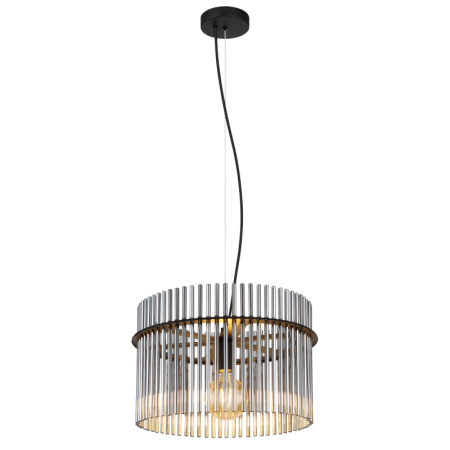 Lustre cu abajur - Lustra Gorley, metal negru mat/tije din sticla, 1xE27, max 60w