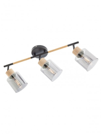 Iluminat interior - Plafoniera Hansen, negru mat/lemn, 3x42W E27, 04-529