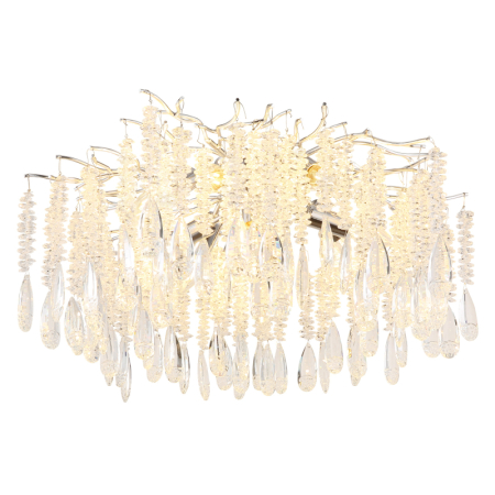 Lustre - Plafoniera Kinga, metal argintiu, cristale de sticlă transparente, 8x E14