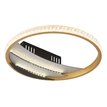 Iluminat interior - Plafoniera LED Constance,  metal negru mat/crom, aluminiu auriu, cristale din plastic transparent, 12W CCT 3000/4500/6500K