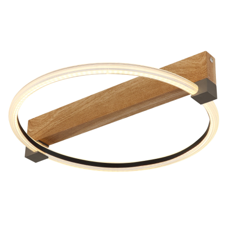 Iluminat interior - Plafoniera LED Fletcher, metal imitație lemn, metal auriu, plastic transparent, alb, 15W 3000K