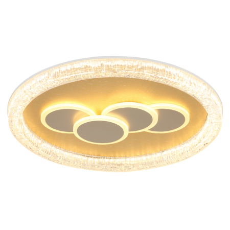 Iluminat interior - Plafoniera LED Loraine,  metal alb mat, metal auriu mat, plastic transparent cu efect de cristal, acril alb, 40W 3000K