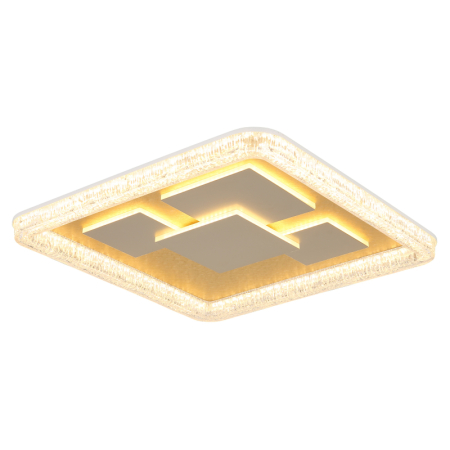 Iluminat interior - Plafoniera LED Loraine, metal alb mat, metal auriu mat, plastic transparent cu efect de cristal, acril alb, 40W 3000K