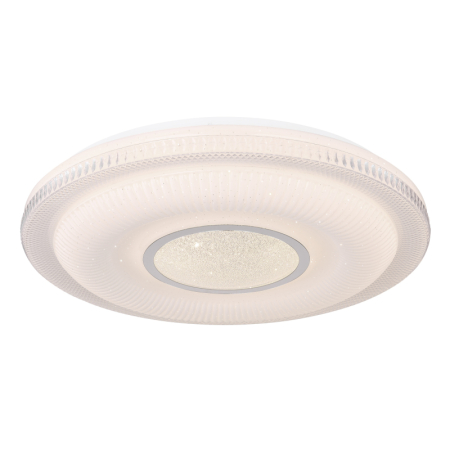 Plafoniere LED - Plafoniera LED Magnifique, metal alb, crom, acril alb, cristale transparente, decor sparkle, Google Assistant+Alexa, cu control vocal si APP, dimabil, 30W CCT  3000-6500K