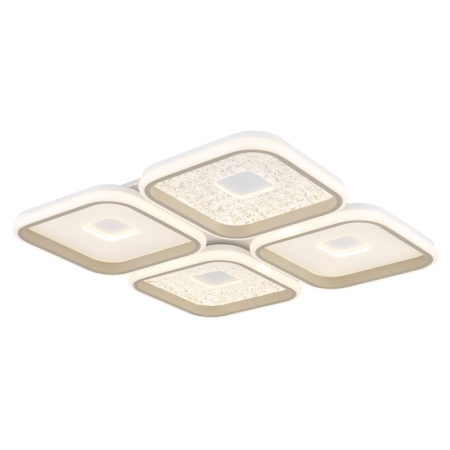 Plafoniere LED - Plafoniera LED Mosaiko, metal alb mat/nisipiu, acril alb, acril transparent, 55W CCT 2700-6000K