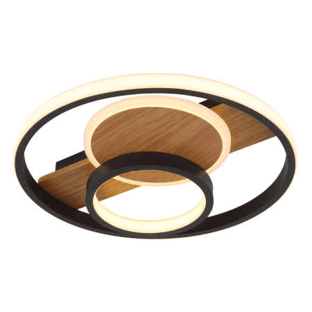 Plafoniere LED - Plafoniera LED Pikara, lemn/negru mat, 24W 3000K