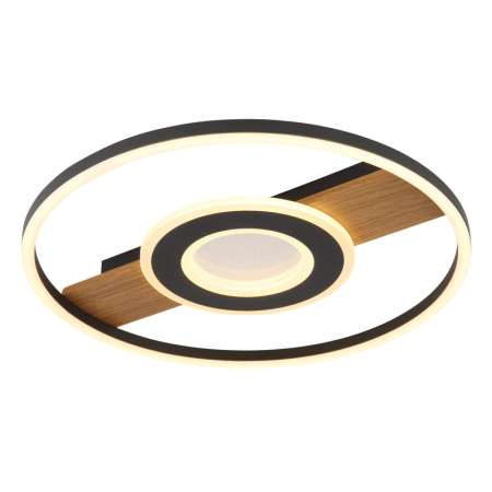 Plafoniere LED - Plafoniera LED Pikara, lemn/negru mat, 24W 3000K