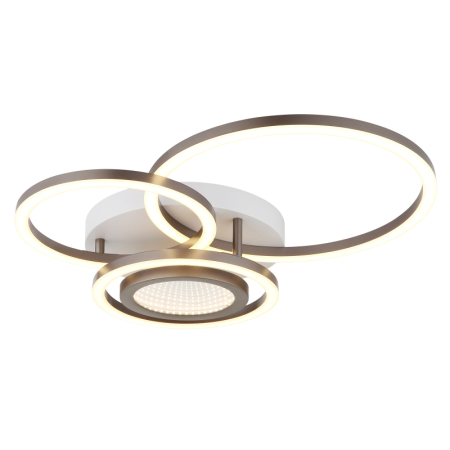 Plafoniere LED - Plafoniera LED Randell, metal alb mat, metal de culoare cafea, plastic de culoare cafea, plastic alb, plastic oglindă cu efect 3D, 40W 3000K
