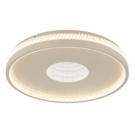 Plafoniere LED - Plafoniera LED Shirley, metal de culoare nisip, cristale din plastic transparent, efect 3D din plastic oglindit, 30W CCT2700-6500K