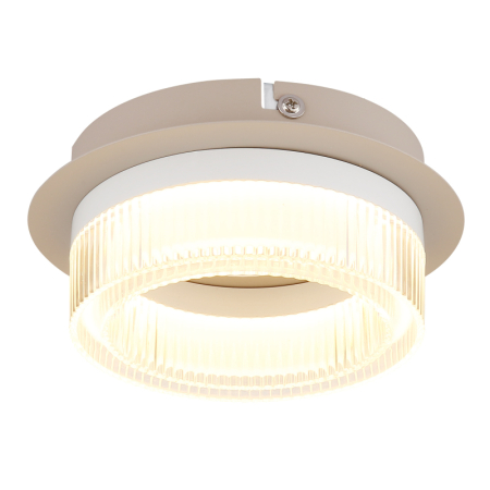 Plafoniere LED - Plafoniera LED Zara, metal alb mat, metal de culoare nisip, plastic alb, plastic transparent, 8W 3000K