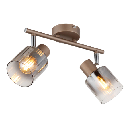 Iluminat interior - Plafoniera Walton, metal de culoare cafea, sticlă fumurie, 2x E27