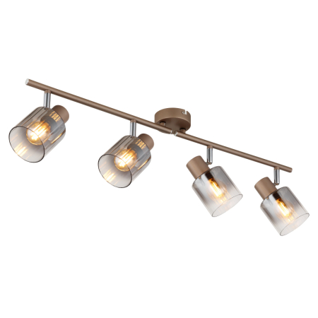 Iluminat interior - Plafoniera Walton, metal de culoare cafea, sticlă fumurie, 4x E27