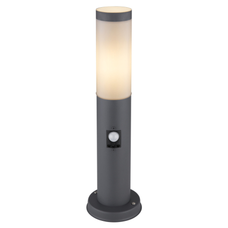 Iluminat exterior - Stalp de exterior Boston, cu senzor, oțel inoxidabil antracit, IP44, 1xE27