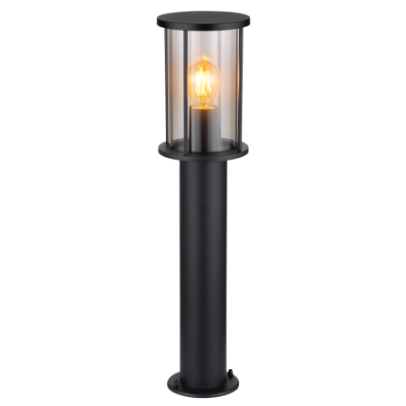 Iluminat exterior - Stalp de exterior Gracey, oțel inoxidabil negru mat, sticlă de culoare fumurie, tije metalice negru mat, IP54 1xE27