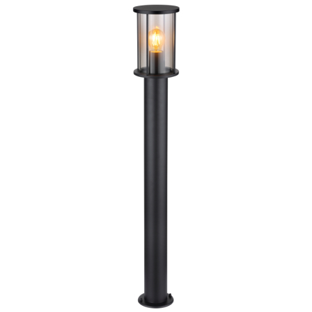 Iluminat exterior - Stalp de exterior Gracey, oțel inoxidabil negru mat, sticlă de culoare fumurie, tije metalice negru mat, IP54 1xE27