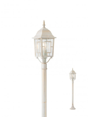 Stalpi de exterior - Stalp de exterior Melton, alb mat cu patina aurie, 1xE27
