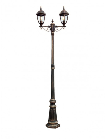 Stalpi de exterior - Stalp de exterior Sevilla, negru antic cu patina aur, 2xE27