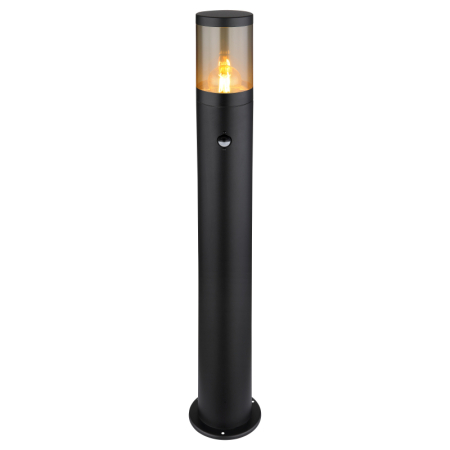 Iluminat exterior - Stalp de exterior Xeloo, oțel inoxidabil negru mat, cu senzor, IP44, 1xE27