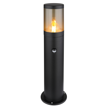 Iluminat exterior - Stalp de exterior Xeloo, oțel inoxidabil negru mat, cu senzor, IP44, 1xE27