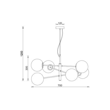 Suspensie, alb mat/negru, 6x10W G9, BV01-00112 [3]