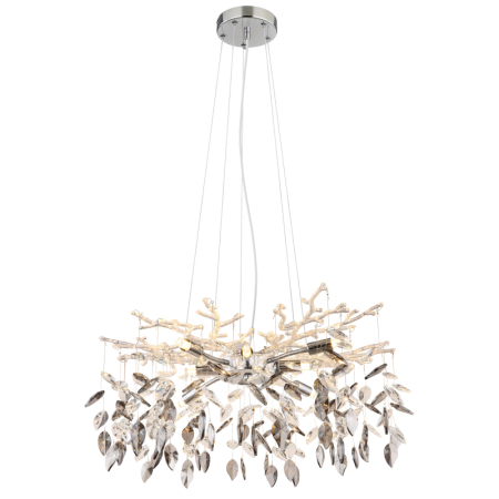 Candelabre - Suspensie Danna, metal cromat, cristale de sticlă fumurii, transparente, 8xG9