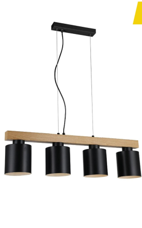 Iluminat interior - Suspensie Elementa SP4 B, negru/lemn, 4xE27, KL113052