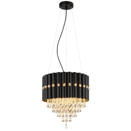 Candelabre - Suspensie Eleos,  metal negru mat, metal negru mat, cristale K5 fumurii, transparente, 3xE27