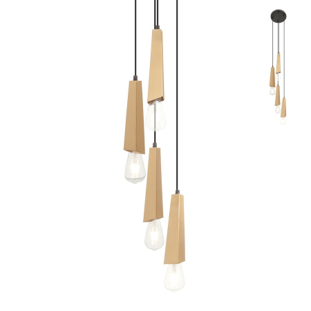 Lustre cu abajur - Suspensie Galea, alama antica, 4xE27 IGL PR4 06 12