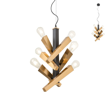 Lustre cu abajur - Suspensie Galea, alama antica, 6xE27 IGL P6 06 12