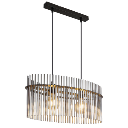 Lustre cu abajur - Suspensie Gorley, metal negru mat/tije din sticla, 2xE27, max 60w