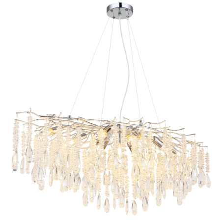 Iluminat interior - Suspensie Kinga, metal argintiu, cristale de sticlă transparente, 12xE14