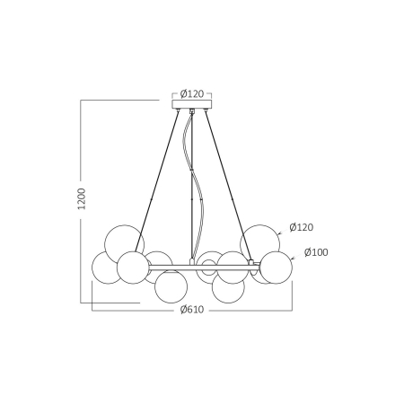 Suspensie/Pendul, negru mat/sticla, 11x10W G9, BV01-00122 [3]