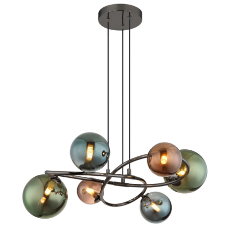 Lustre - Suspensie  Riha, metal gri mat, sfere de sticlă, 6xG9